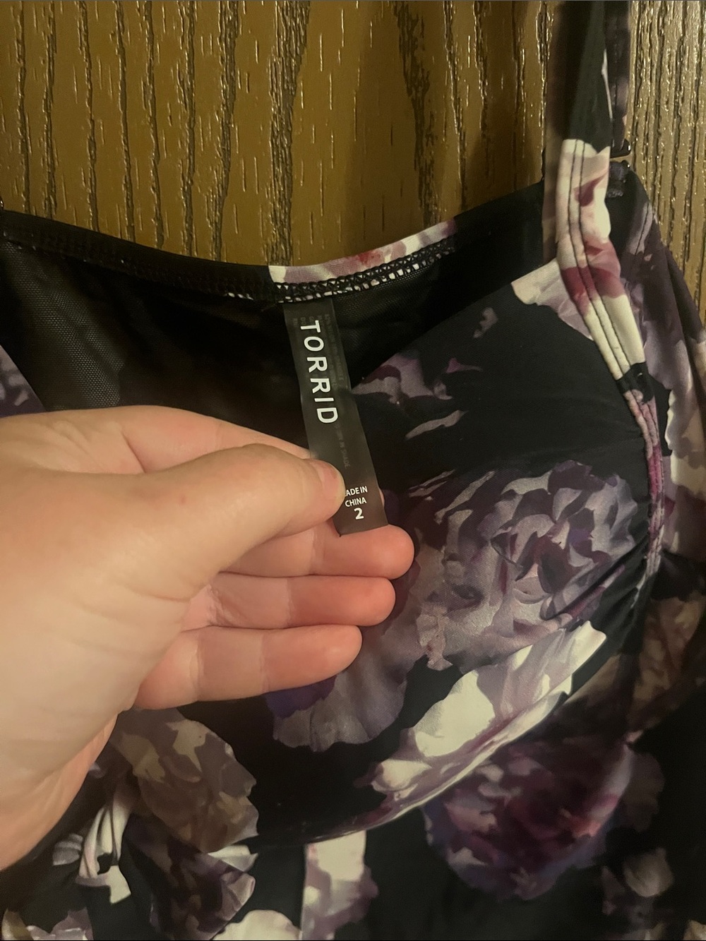 torrid Black Tankini Top with Purple and White Floral Print - Picture 3 of 4